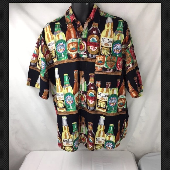 beer button up shirt